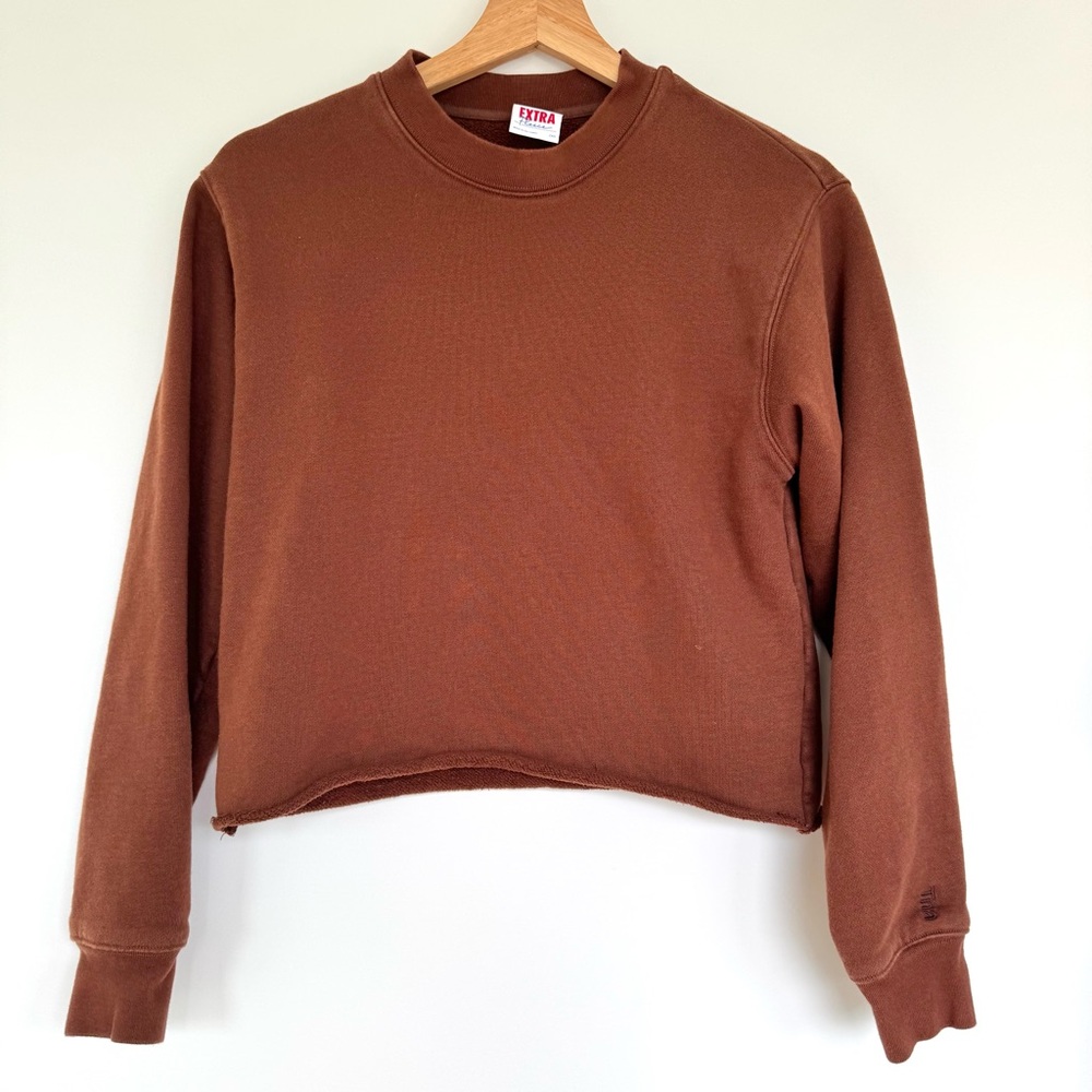 Aritzia Tna Terry Fleece Perfect Cropped Crewneck Sweatshirt